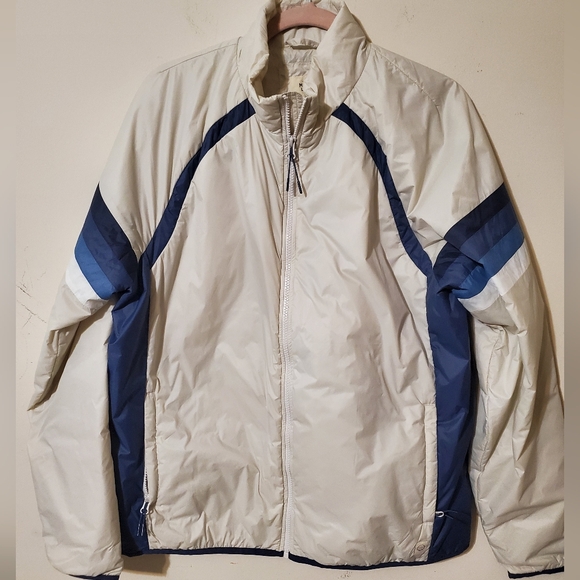 Marine Layer Other - Marine Layer Mens Lightweight Varsity Puffer Jacket Large Beige Blue